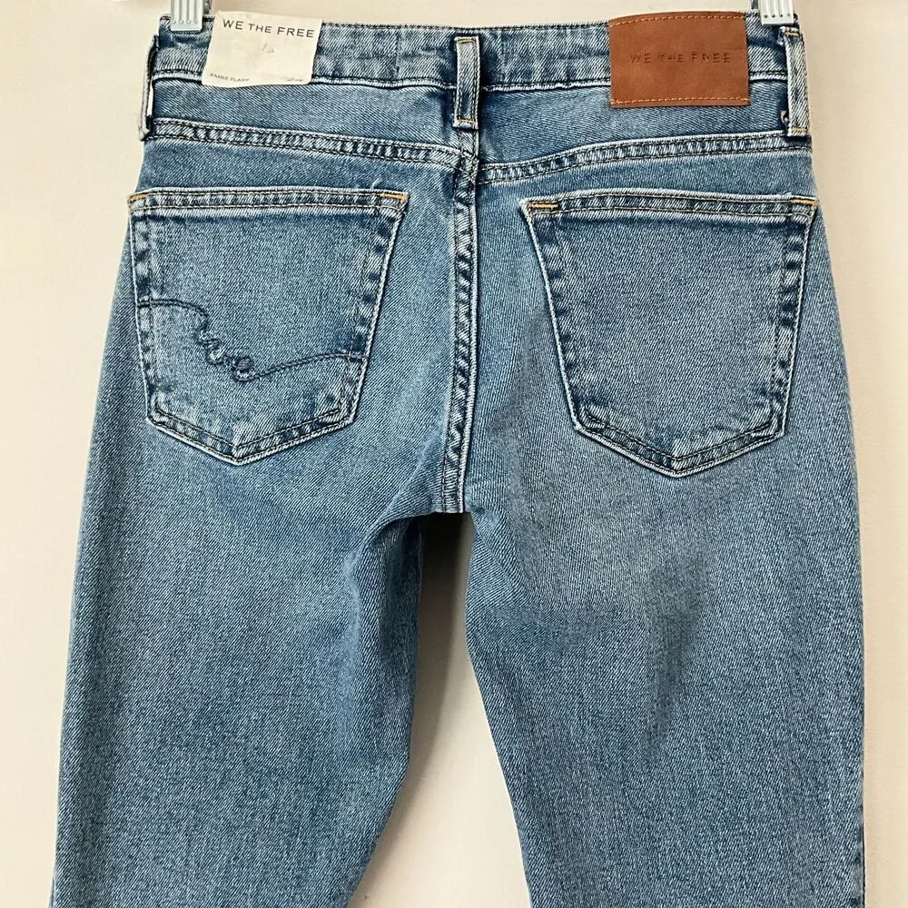 We The Free Emre Flare Frayed Hem Jeans Light Blue 24